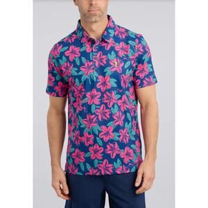 Willian Murray Remastered Men's Polo Performance Golf Navy Pink Floral Sz L